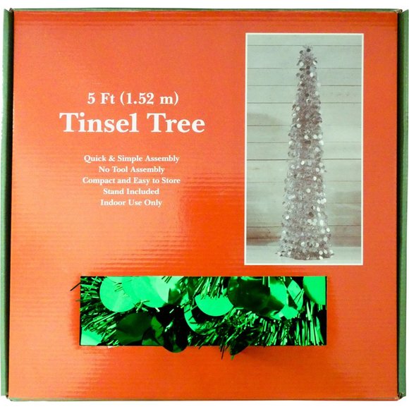 5 ft. Pop Up Christmas Tinsel Tree Collapsible wit - Picture 3 of 4